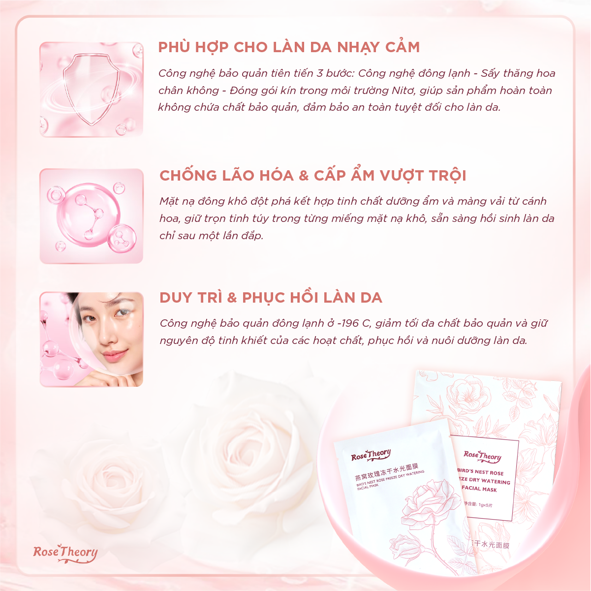 Rose Theory Bird's Nest Hydrating Face Mask - Moisturizing & Skin Repair